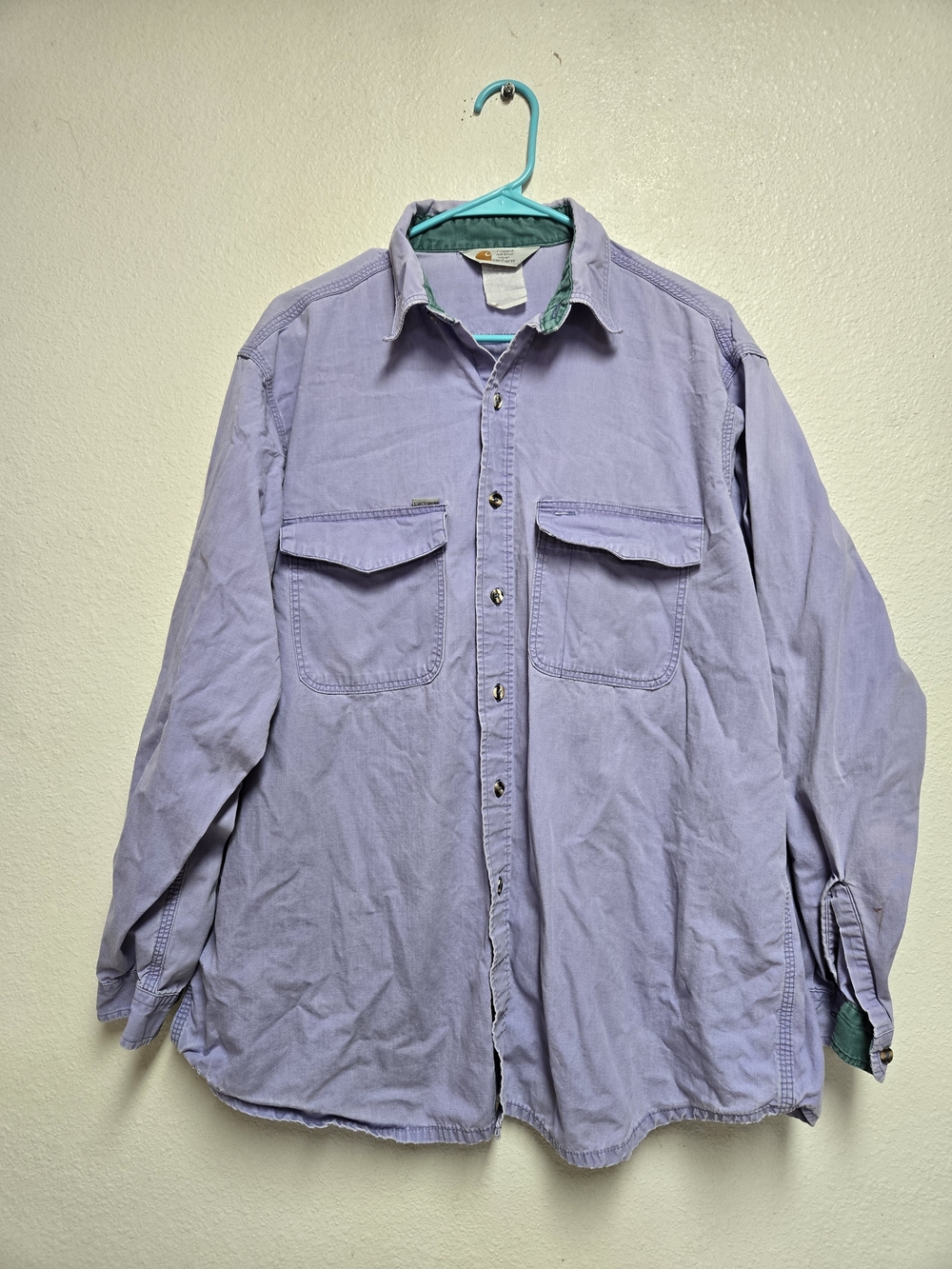 Vintage Carhartt Rugged Outdoor Wear flannel blue Shirt Men XXL USA 90s